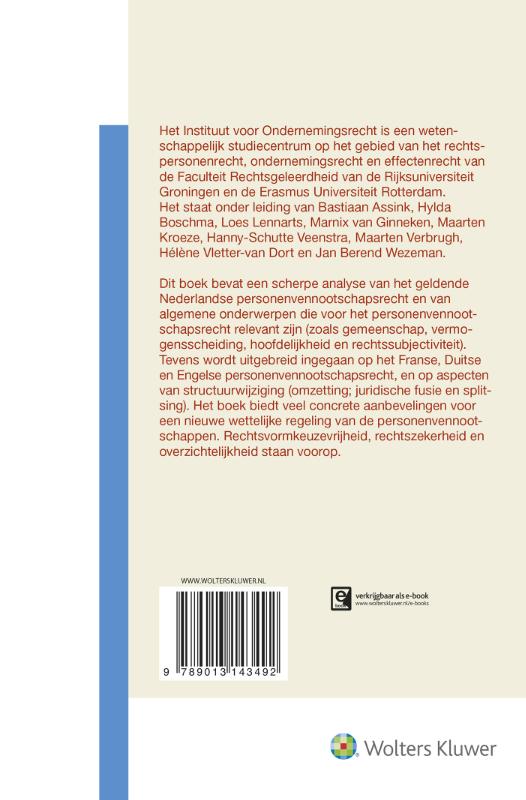 Achterkant van Sleutels voor personenvennootschapsrecht
