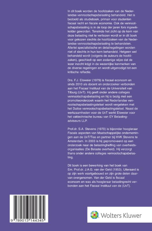 Achterkant van Hoofdzaken vennootschapsbelasting