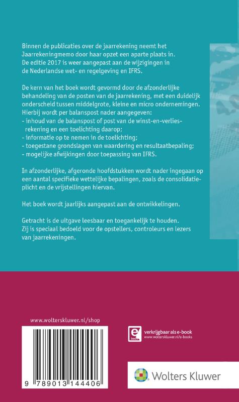 Achterkant van Jaarrekeningmemo 2017