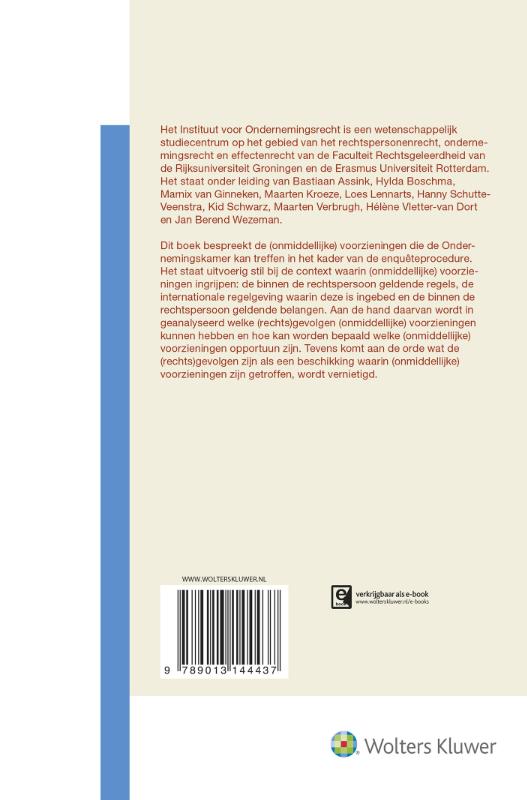 Achterkant van De (onmiddellijke) voorzieningen van de enqueteprocedure