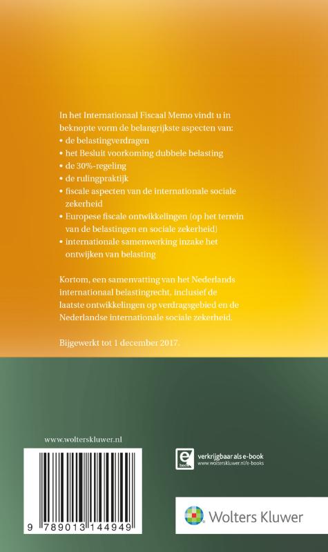 Achterkant van Internationaal Fiscaal Memo 2017
