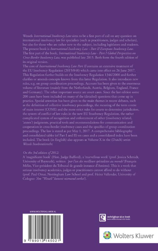 Achterkant van Part II European Insolvency Law