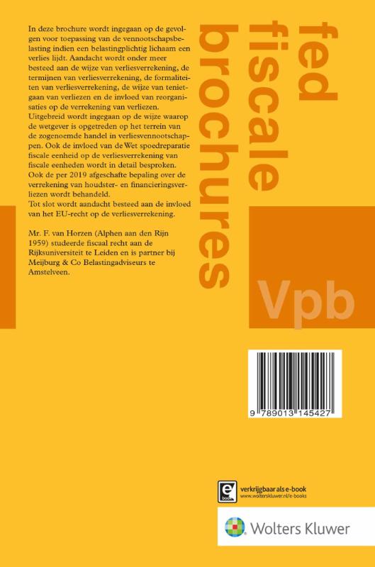 Achterkant van Verliesverrekening in de vennootschapsbelasting