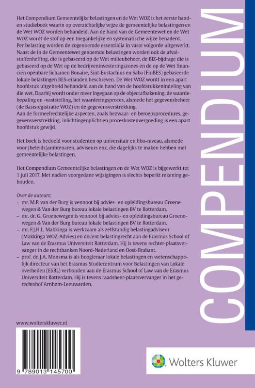 Achterkant van Compendium Gemeentelijke belastingen en de Wet WOZ