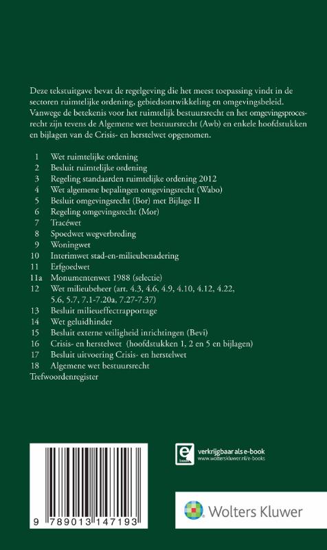 Achterkant van Ruimtelijk bestuursrecht 2018/1