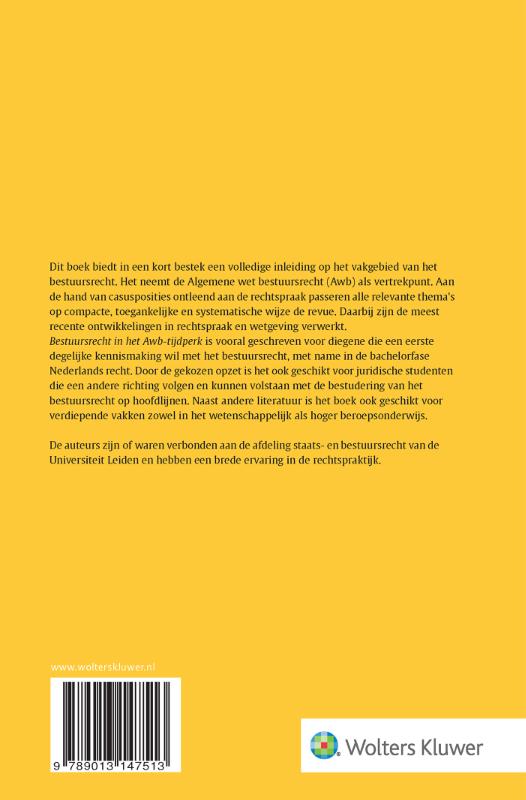 Achterkant van Bestuursrecht in het Awb-tijdperk