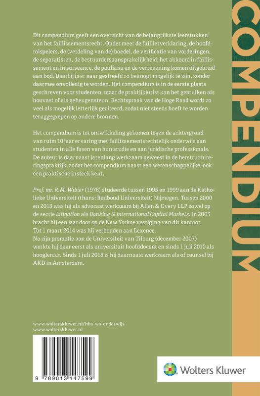 Achterkant van Compendium van het Nederlands faillissementsrecht