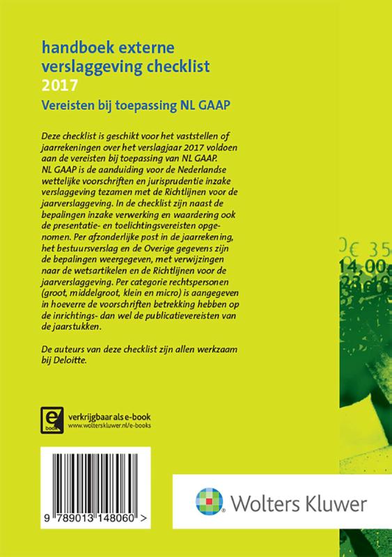 Achterkant van Handboek Externe Verslaggeving Checklist 2017