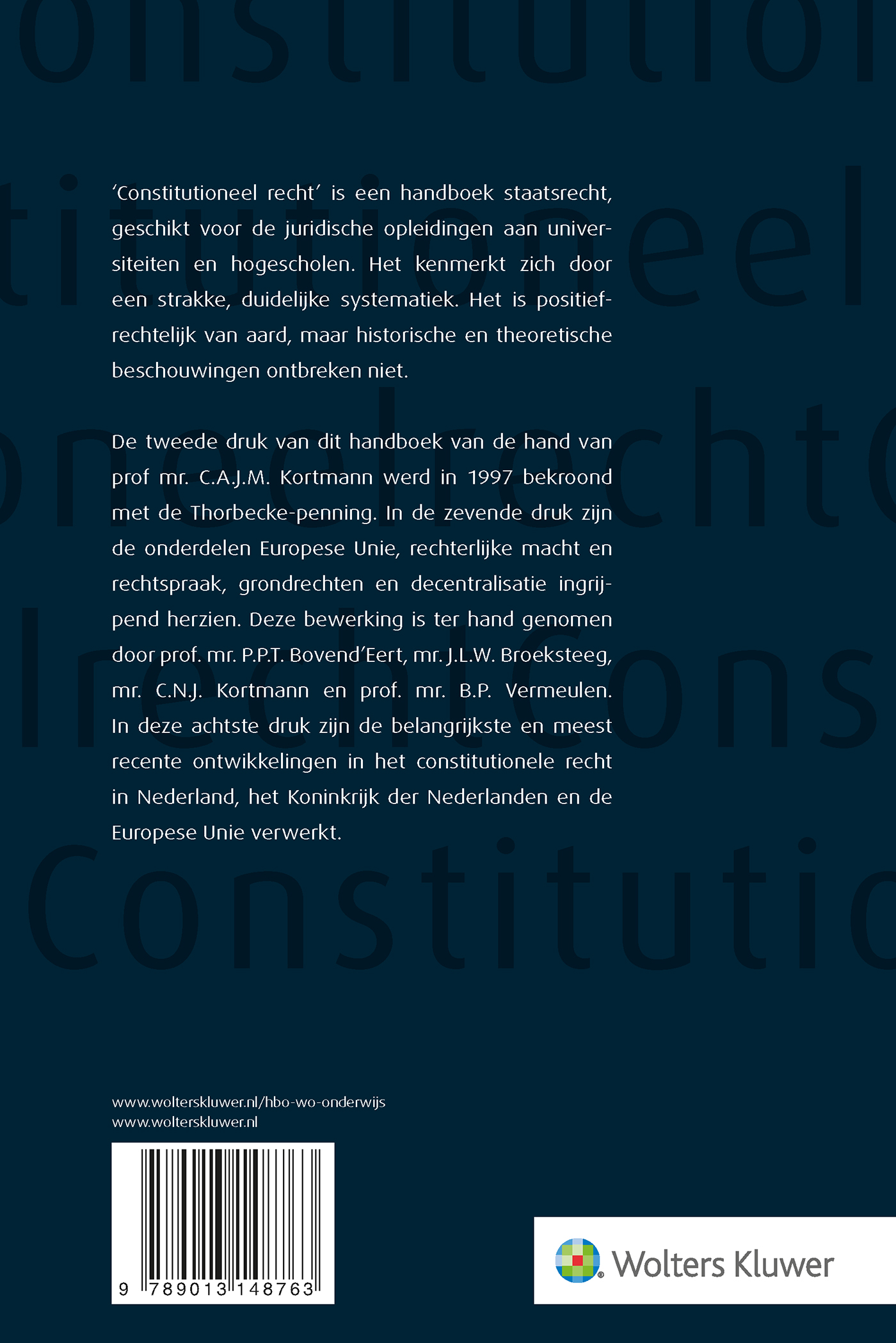 Achterkant van Constitutioneel recht, softcover editie