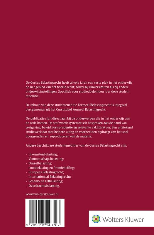 Achterkant van Formueel belastingrecht 2018-2019