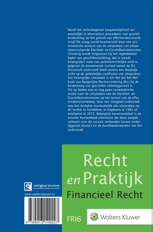 Achterkant van Toegankelijkheid, ADR en effectendienstverlening