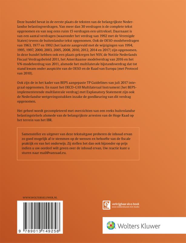 Achterkant van Teksten Internationaal belastingrecht 2018/2019