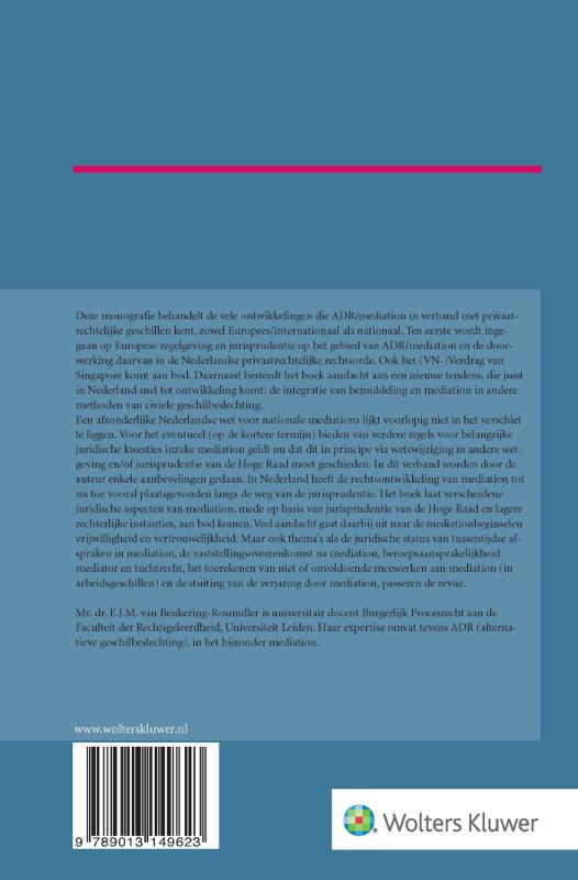 Achterkant van Mediation in juridisch perspectief