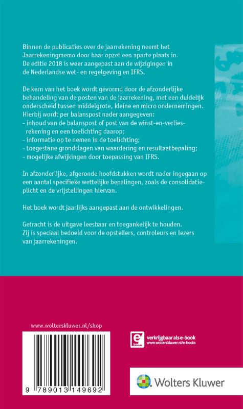Achterkant van Jaarrekeningmemo 2018