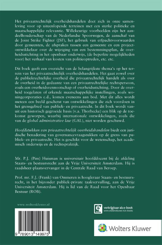 Achterkant van Hoofdstukken van privaatrechtelijk overheidshandelen