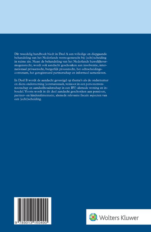 Achterkant van Handboek Nederlands vermogensrecht bij scheiding Deel A