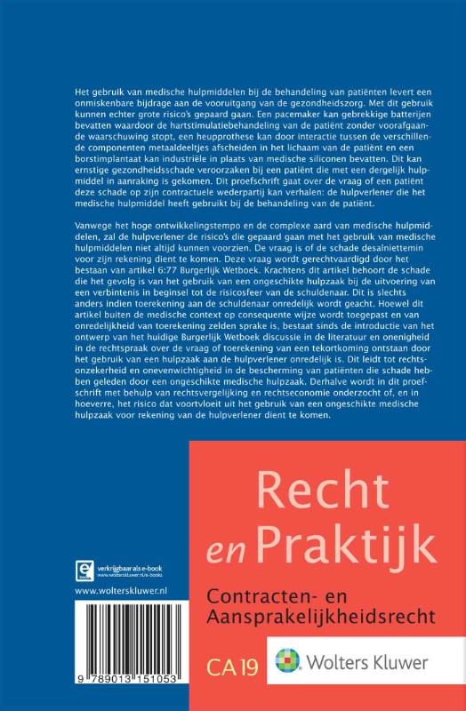 Achterkant van De aansprakelijkheid voor ongeschikte medische hulpzaken