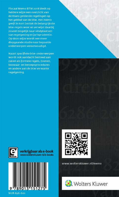 Achterkant van Fiscaal Memo BTW 2018