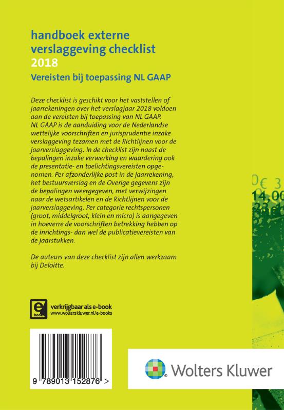 Achterkant van Handboek Externe Verslaggeving Checklist 2018