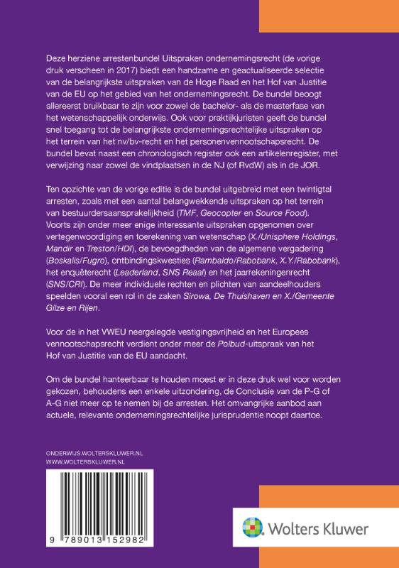 Achterkant van Uitspraken ondernemingsrecht 2021