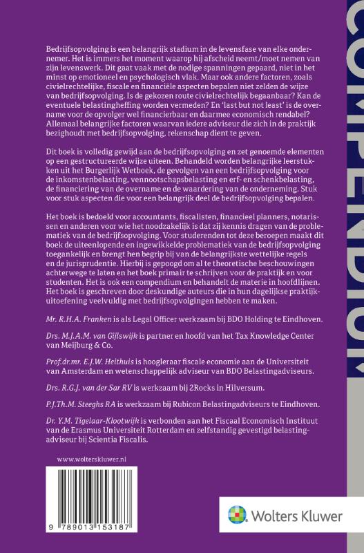 Achterkant van Compendium Bedrijfsopvolging
