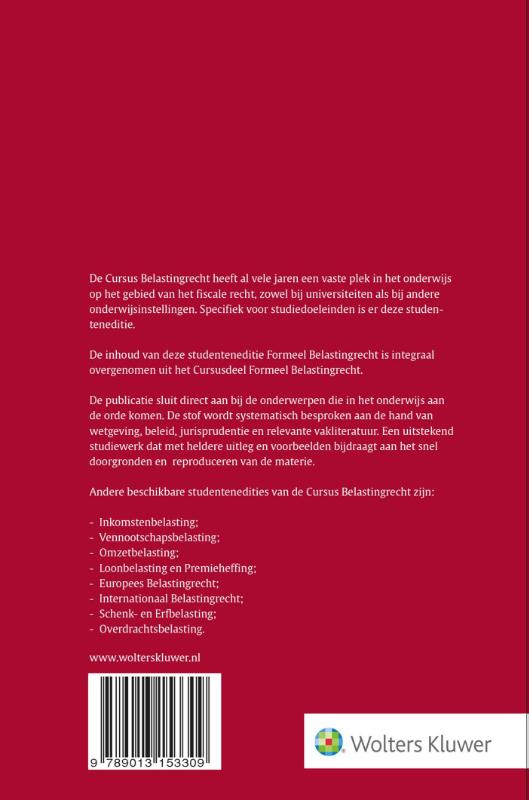 Achterkant van Cursus Belastingrecht 2019-2020