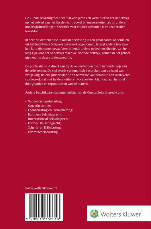Achterkant van Cursus Belastingrecht 2019-2020