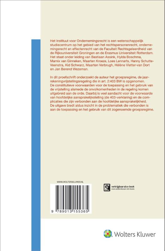 Achterkant van Groepsregime, jaarrekening en 403-aansprakelijkheid