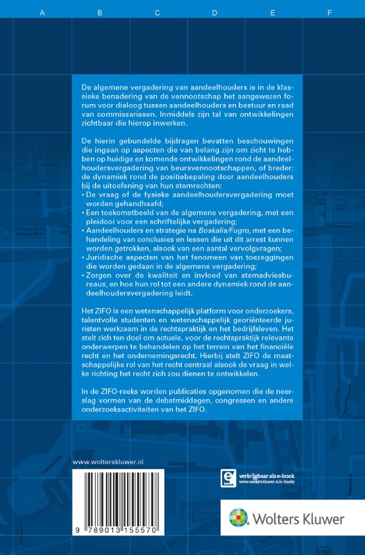 Achterkant van De aandeelhoudersvergadering van de beursvennootschap