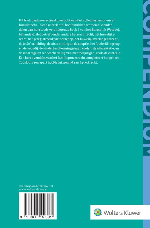 Achterkant van Compendium van het personen- en familierecht