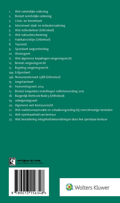 Achterkant van Tekstuitgave Regelgeving Ruimtelijke Ordening 2020/2021