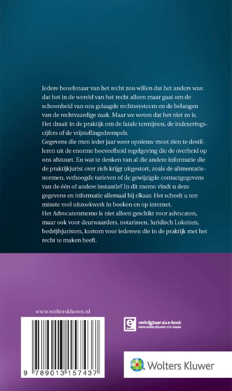 Achterkant van Advocatenmemo 2020