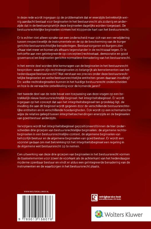 Achterkant van Beginselen in het bestuursrecht en het integriteitsbeginsel