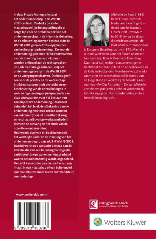 Achterkant van Het ondernemers- en ondernemingsbegrip in de Wet IB 2001