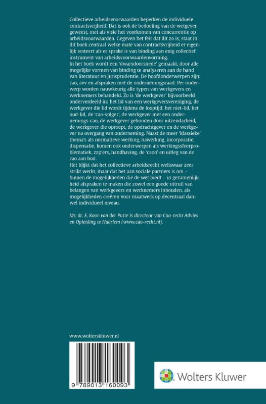 Achterkant van Collectieve arbeidsvoorwaarden en individuele contractsvrijheid