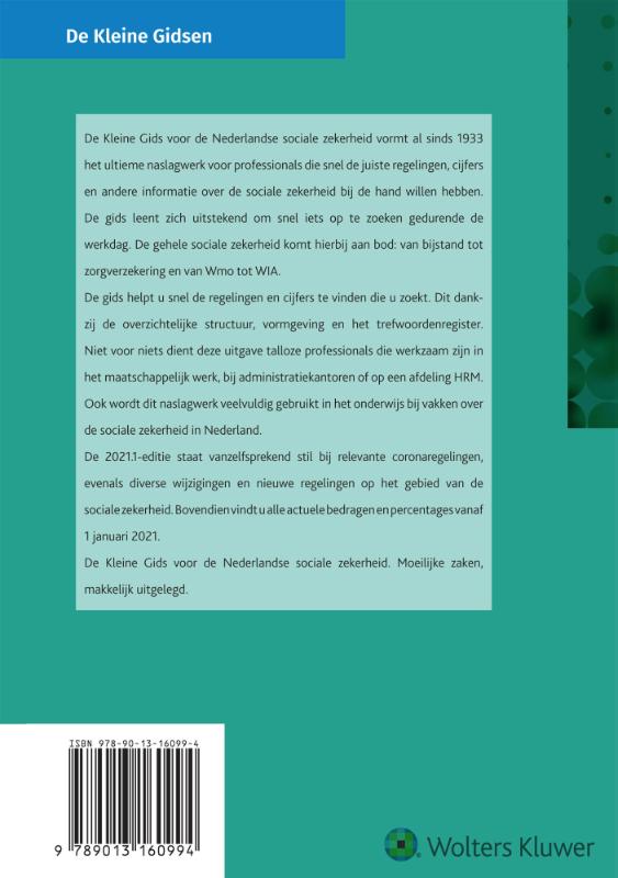 Achterkant van De Kleine Gids voor de Nederlandse sociale zekerheid 2021.1