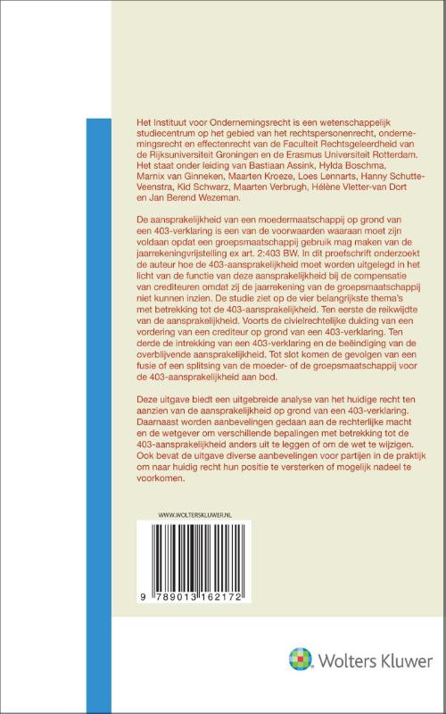 Achterkant van De aansprakelijkheid op grond van een 403-verklaring