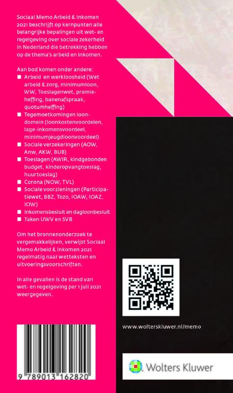 Achterkant van Sociaal Memo Arbeid & Inkomen 2021