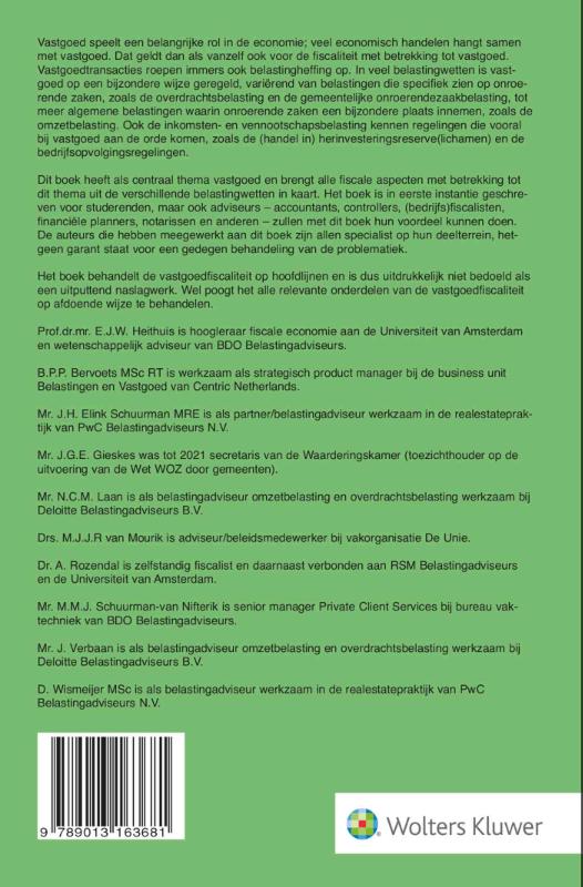 Achterkant van Hoofdzaken Fiscaliteit & Vastgoed