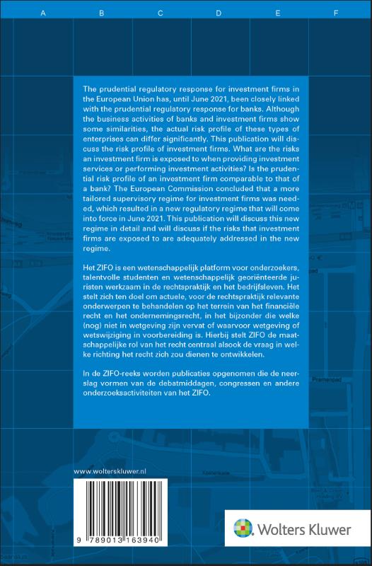 Achterkant van Prudential regulation of investment firms in the European Union