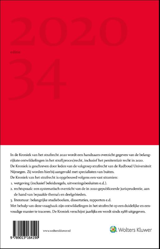 Achterkant van Kroniek van het strafrecht 2020