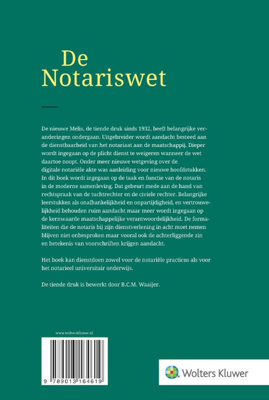 Achterkant van De Notariswet