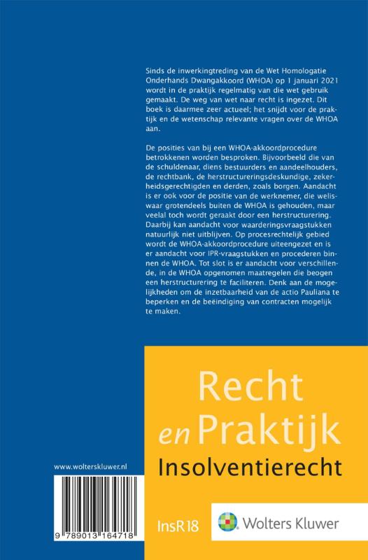 Achterkant van De WHOA van wet naar recht