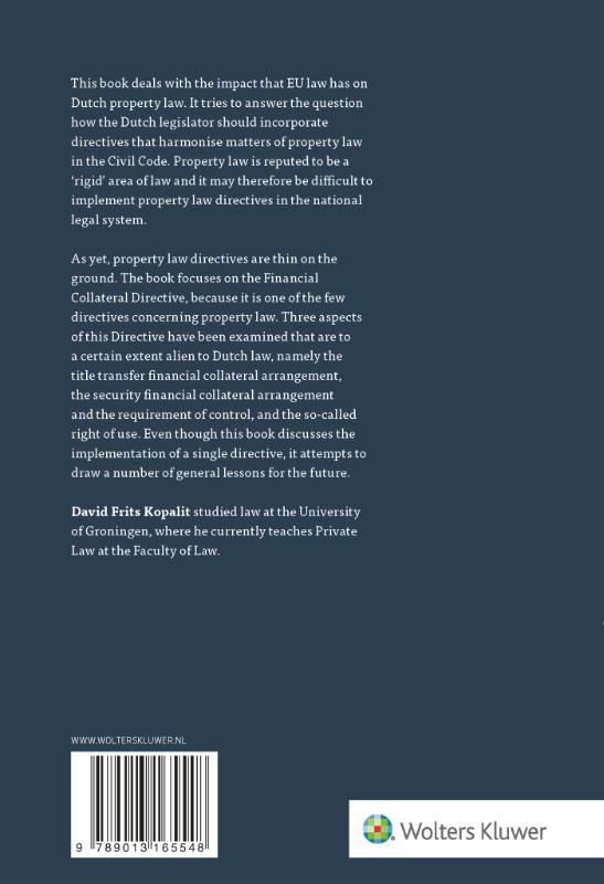 Achterkant van The Impact of EU Law on Dutch Property Law