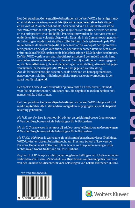 Achterkant van Compendium Gemeentelijke belastingen en de Wet WOZ