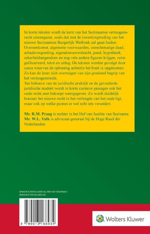 Achterkant van Hoofdstukken Surinaams Vermogensrecht