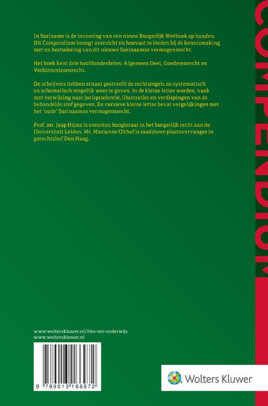 Achterkant van Compendium van het Surinaams vermogensrecht