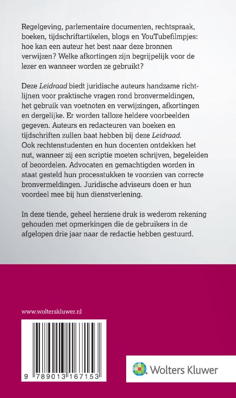 Achterkant van Leidraad voor juridische auteurs