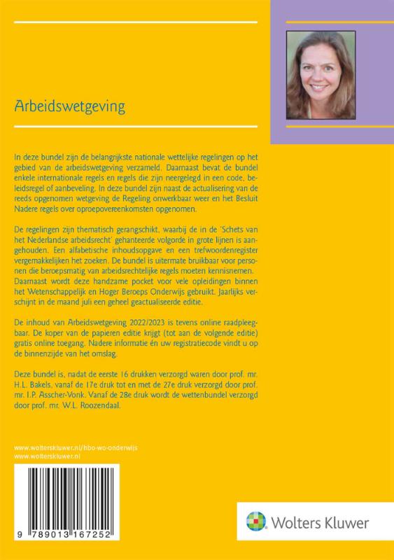 Achterkant van Arbeidswetgeving 2022/2023