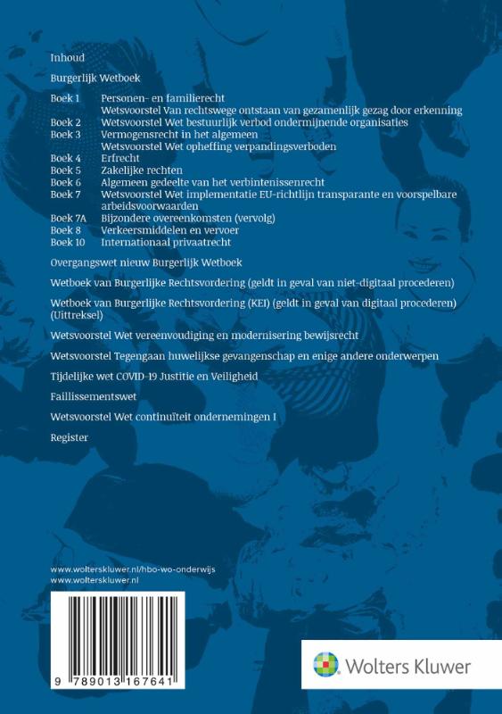 Achterkant van Wetteksten Burgerlijk Wetboek/Wetboek van Burgerlijke Rechtsvordering 2022-2023